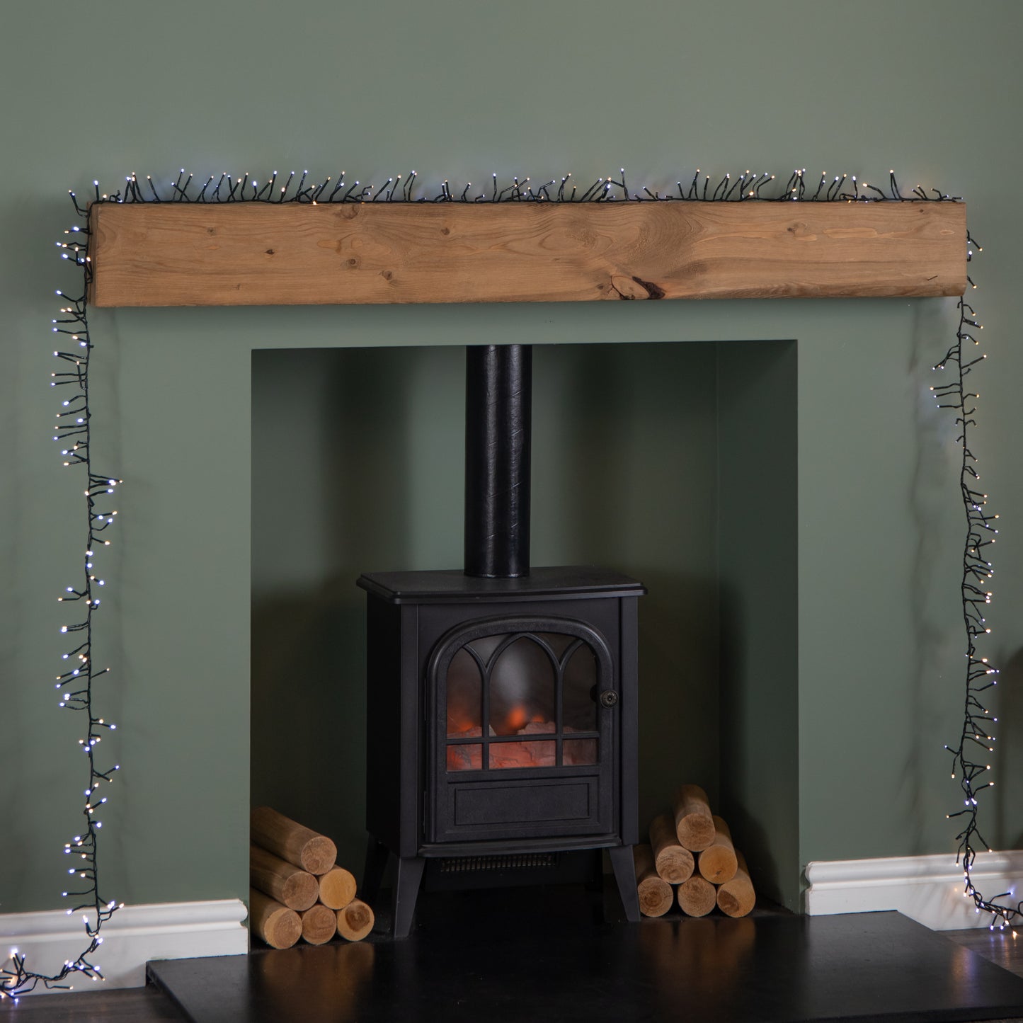 6.2m 480 LED Christmas Cluster String Lights with Timer in White & Warm White