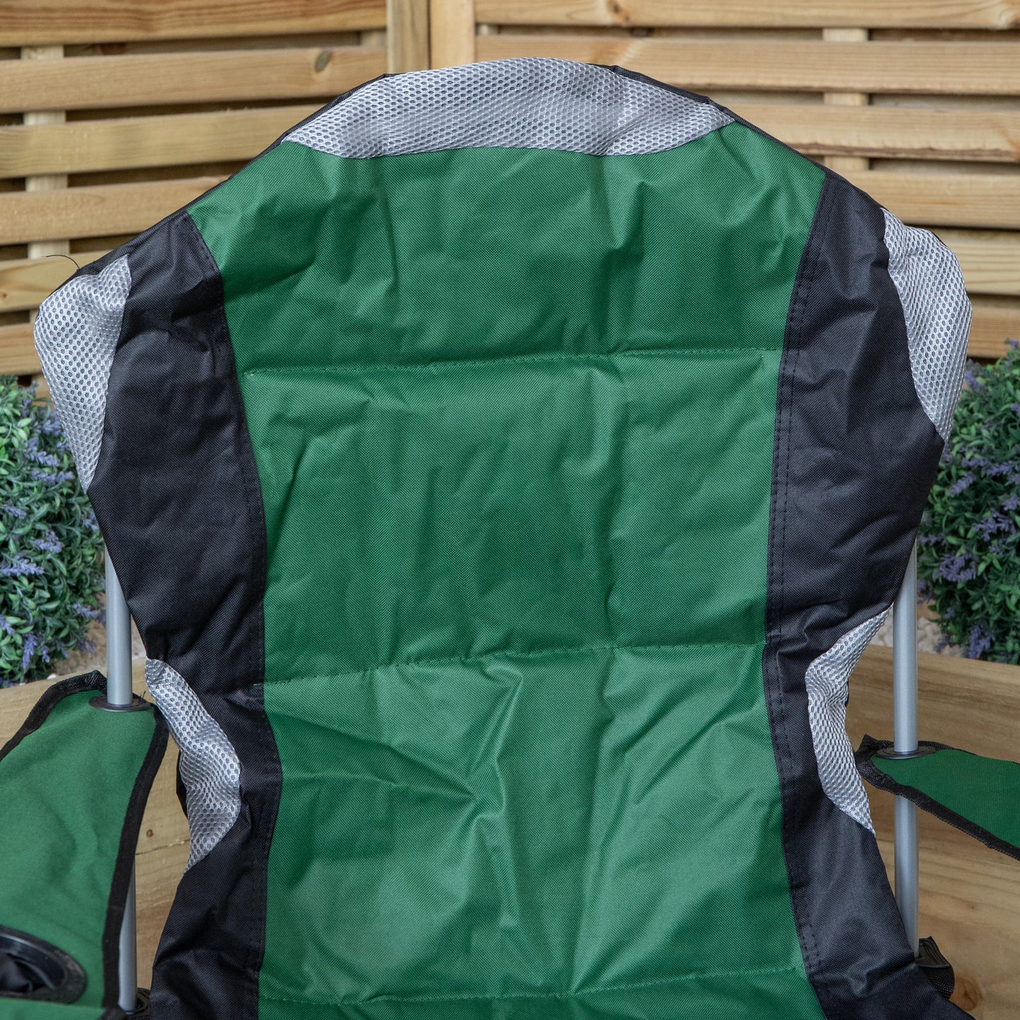 Luxury Padded High Back Outdoor Folding Chair with Cupholder in Green