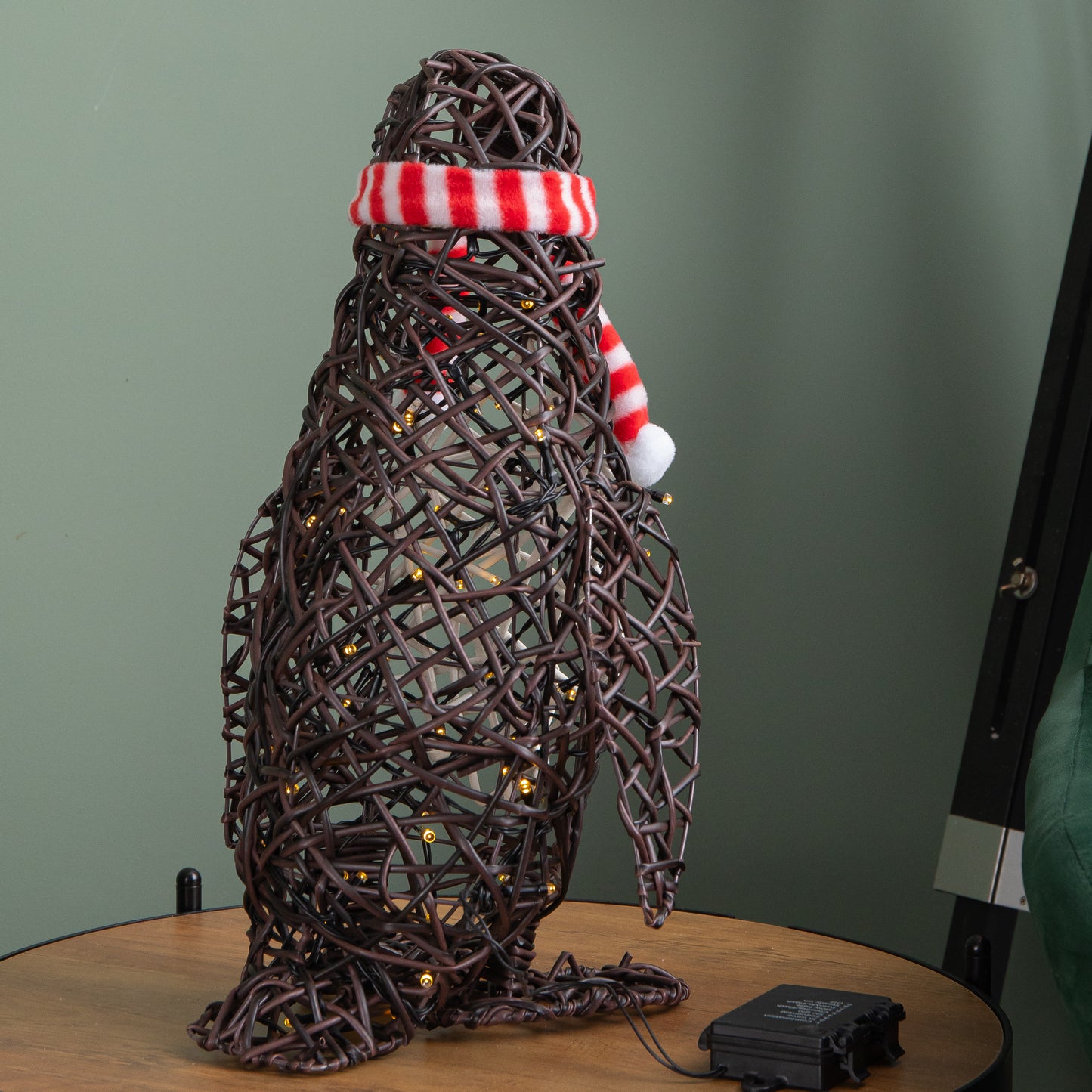 40cm Battery Operated Light up Brown Christmas Penguin with 60 Warm White LEDs