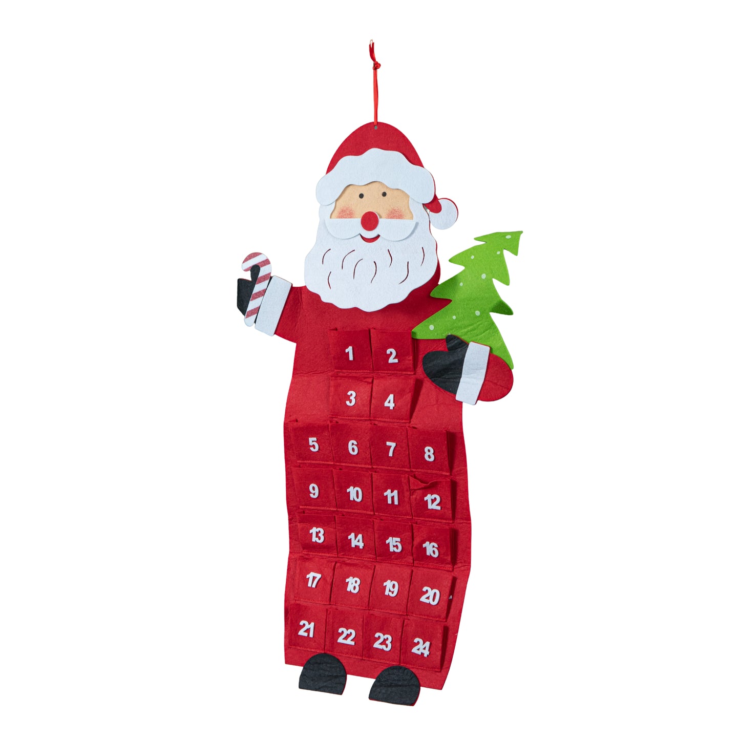 90cm Fabric Red and White Hanging Santa Advent Calendar Christmas Decoration