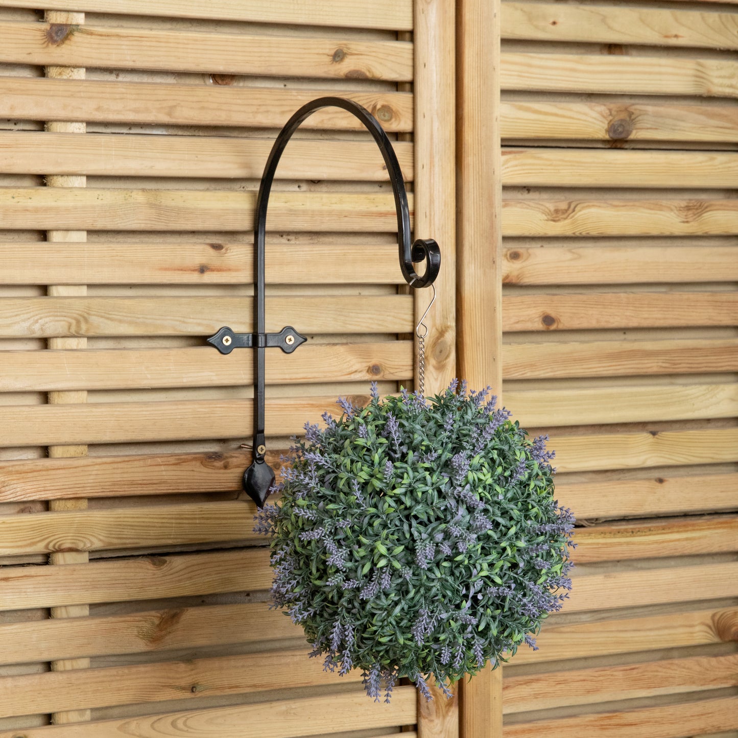 38cm Black Handcrafted Metal Garden Wall Bracket Hook for Hanging Baskets