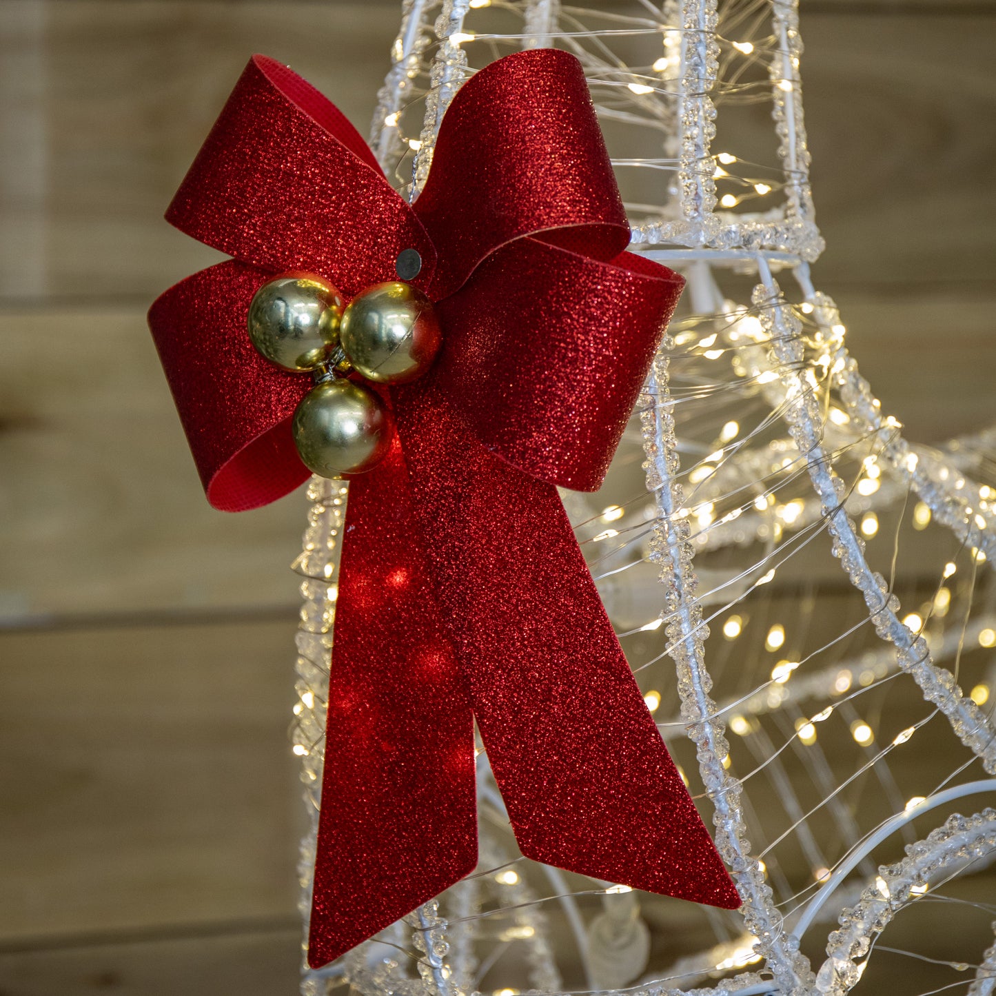 1.24m Light up Acrylic Christmas Deer Decoration with Red Bow and 880 Warm White LEDs