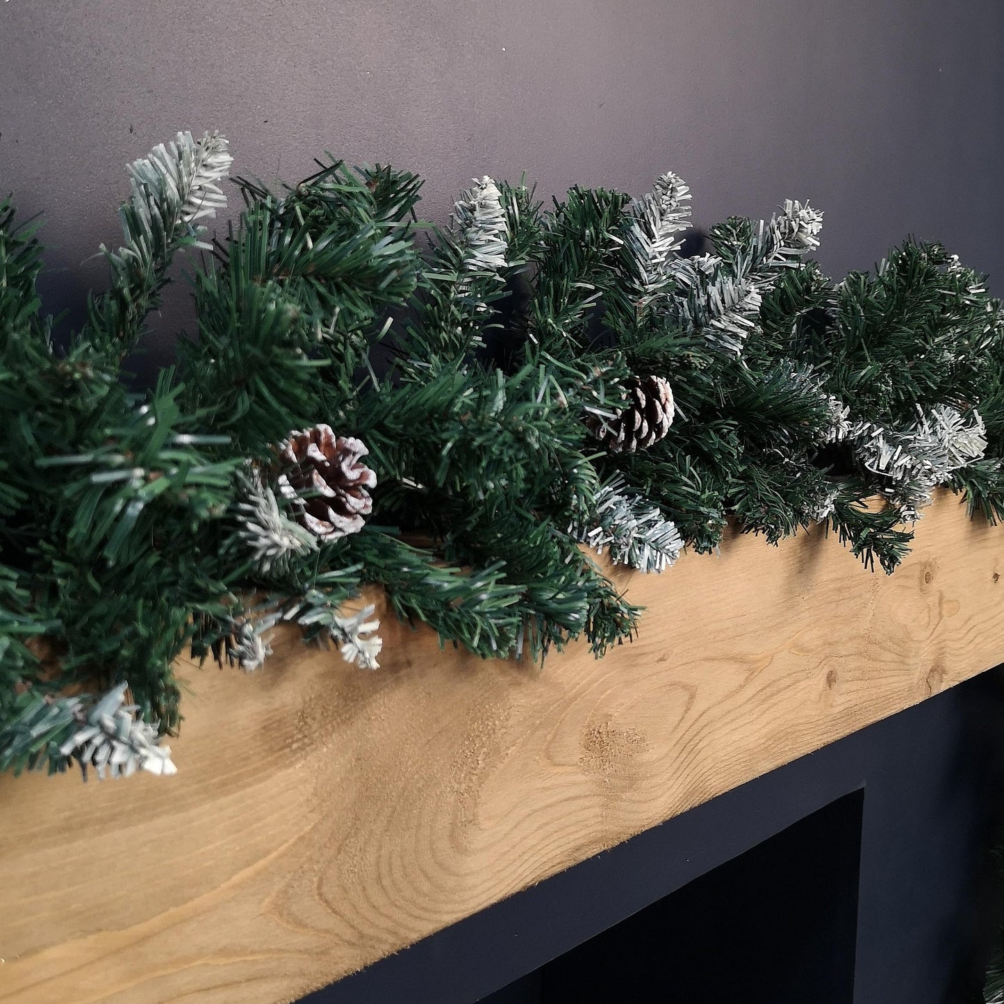 2.7m Snow Tipped Christmas Garland with Pine Cones and Mixed Needles