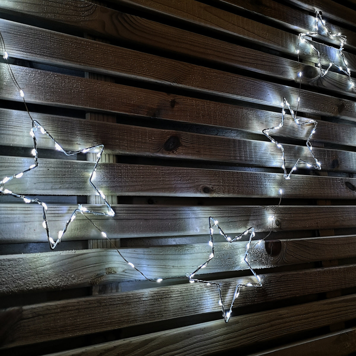 2.6m Set of 10 Star Curtain Lights 227 Cool White LEDs Microbrights String Lights