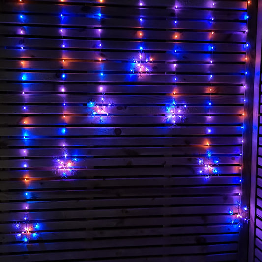 1.2m Battery Operated Snowflake Curtain Christmas Lights with 147 Rainbow LEDs
