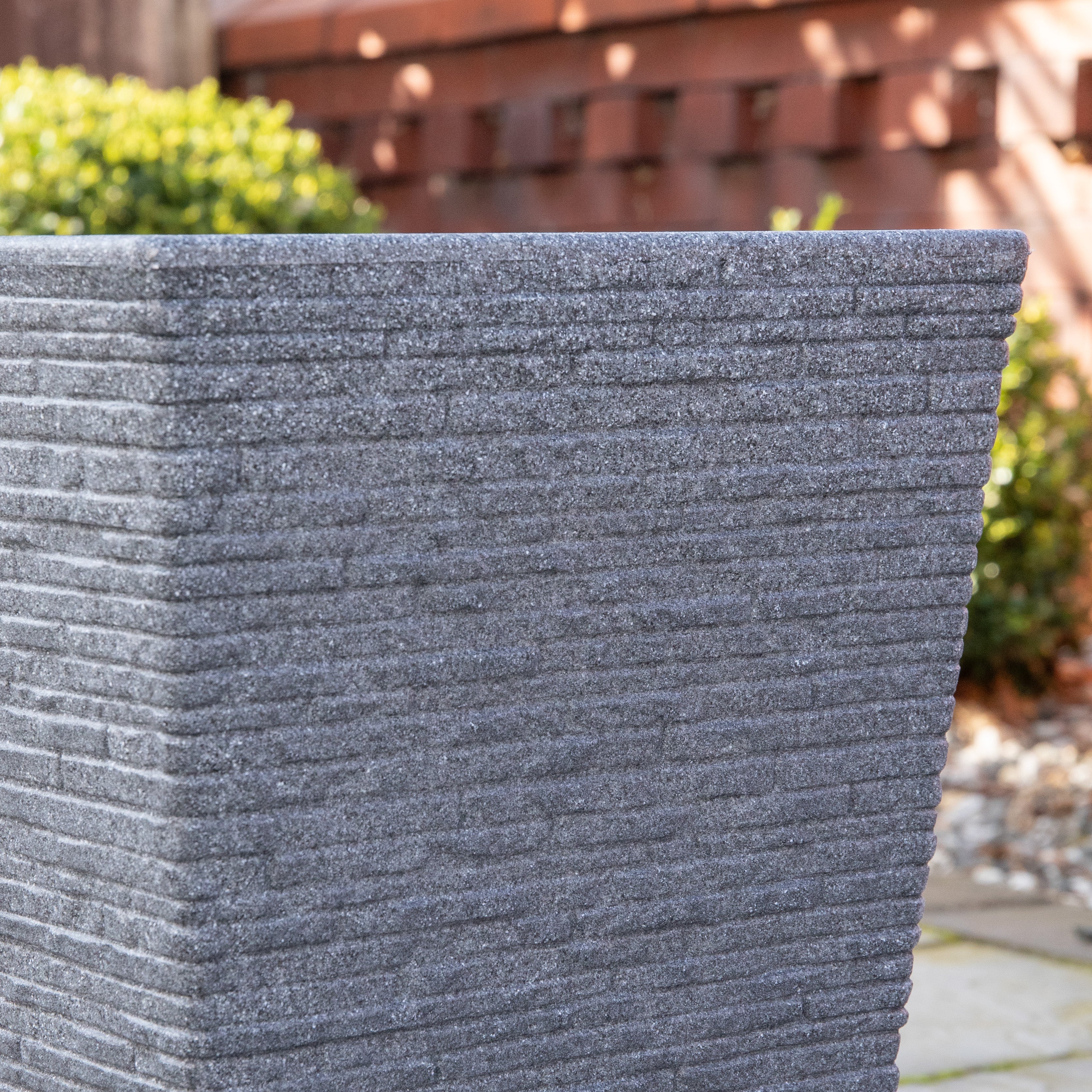grey slate plant pots 45cm Tall Plastic Ash Grey Slate Effect Garden Patio Trough