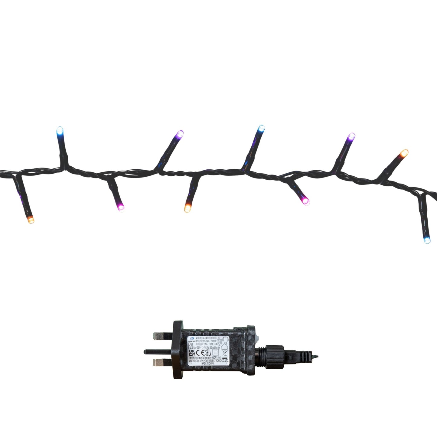 Factory Seconds: 6m 240 LED TreeBrights Multi-Action Christmas String Lights with Timer in Rainbow