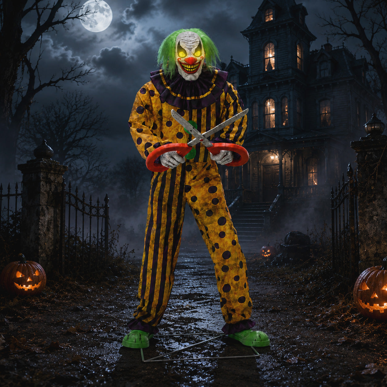 6ft Tall Animated Snippers The Clown Halloween Prop Decoration with LED Eyes