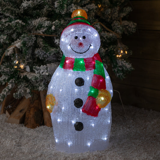 55cm Light up Christmas Ice Snowman Decoration with 70 Cool White LEDs
