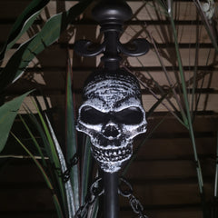 Set of 3 Outdoor Scary Skull Halloween Garden Lawn Fence Stakes 