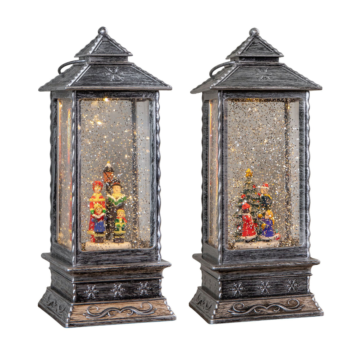 27cm Glitter Water Spinner Lantern - Pick Choir or Tree. Warm White LED