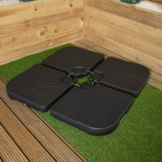 Factory Seconds: Samuel Alexander 4 PC Square Cantilever Parasol Base Weight Set for Banana Hanging Umbrella Cantilever Garden Parasols Fillable with 80kg Sand or 50kg Water