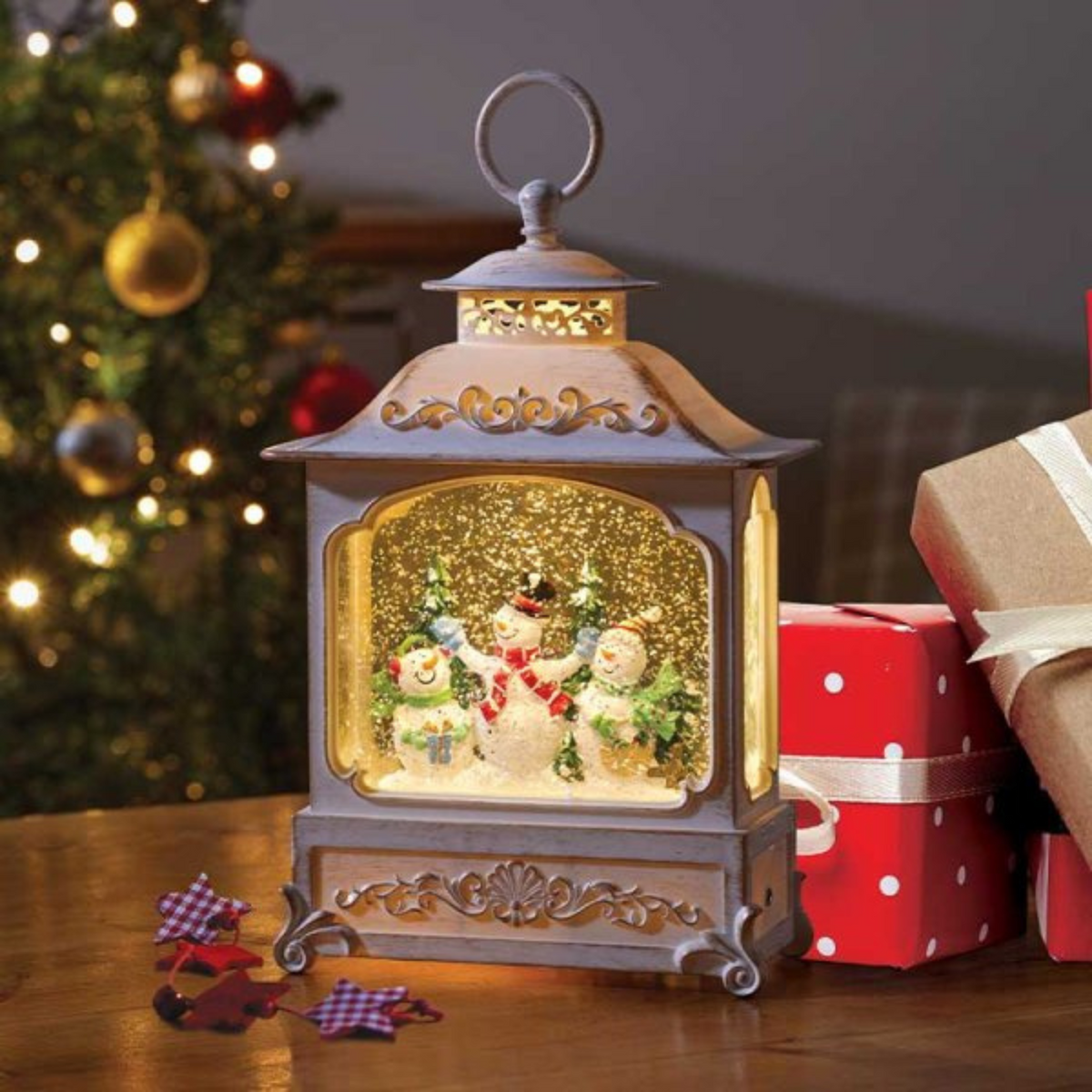 28cm Battery Operated LED Christmas Snowman Wonderland Lantern Decoration