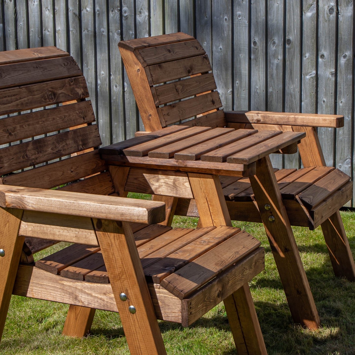 Charles Taylor Hand Made 2 Seater Chunky Rustic Wooden Garden Furniture Companion / Love Seat