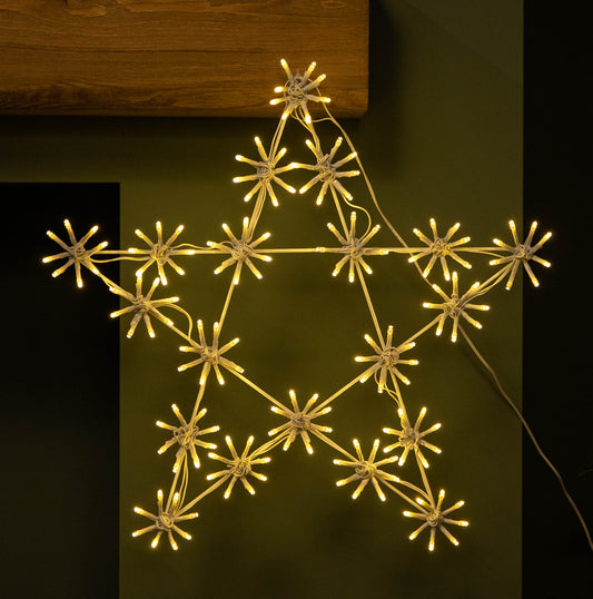50cm Light up White Hanging Christmas Sparkle Star with 160 Warm White LEDs