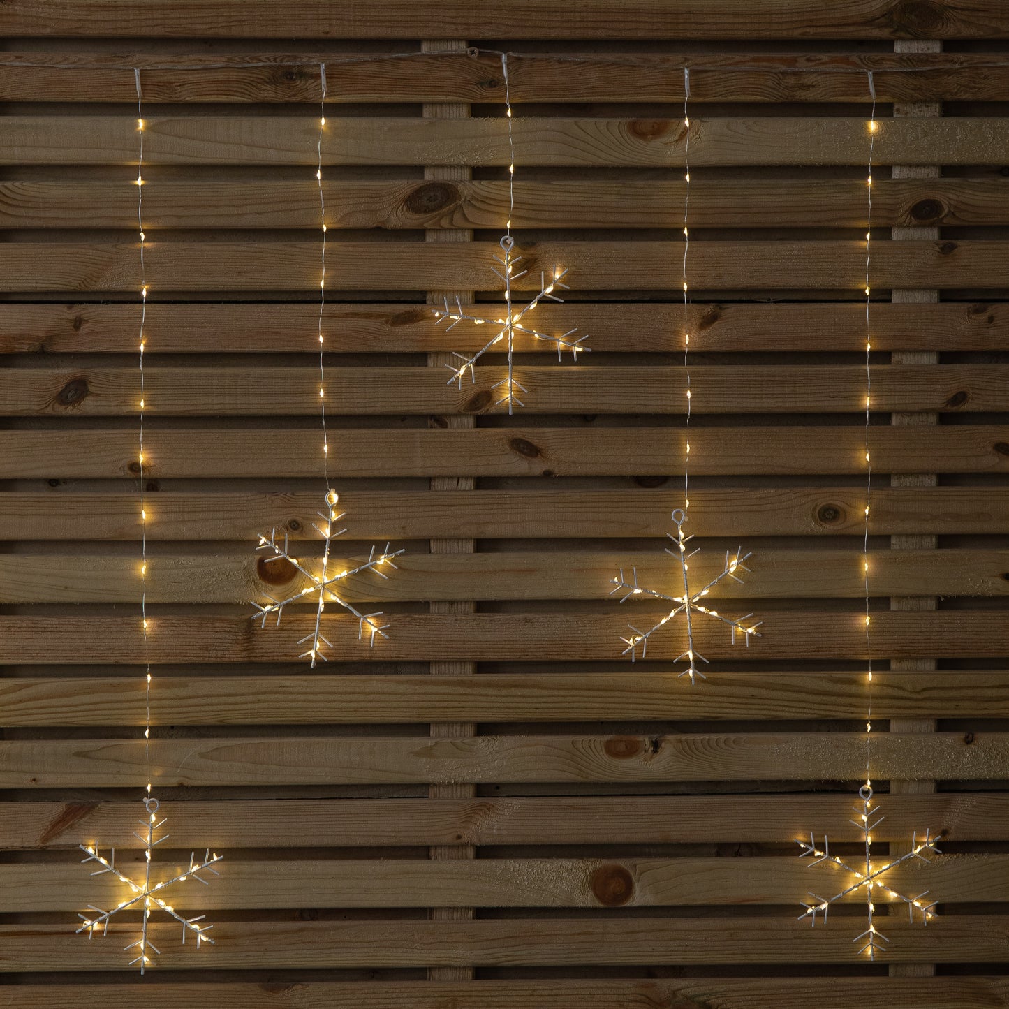 1.2m x 1.2m Light up Snowflake Pin Wire Christmas Curtain Lights with 339 Warm White LEDs