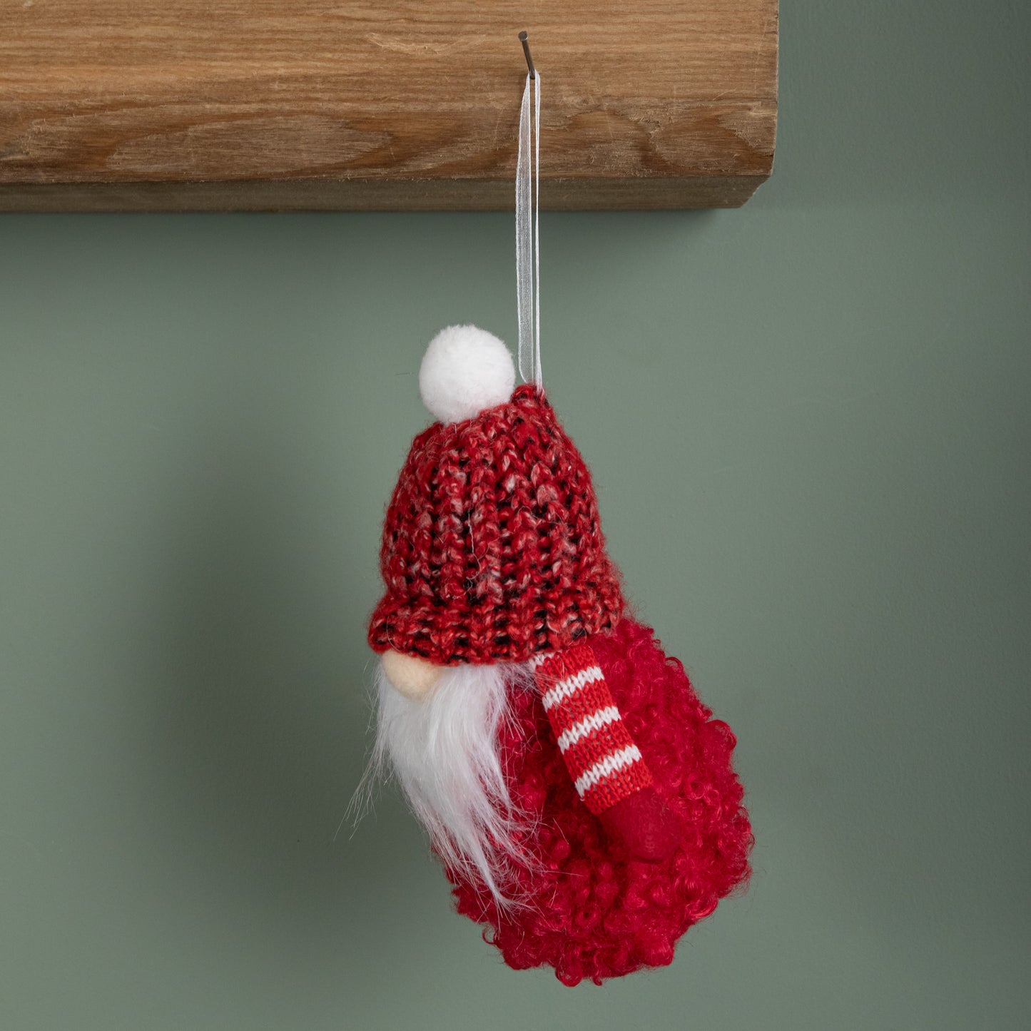 16cm Red Gonk with Bobble Hat Hanging Christmas Pendant Decoration