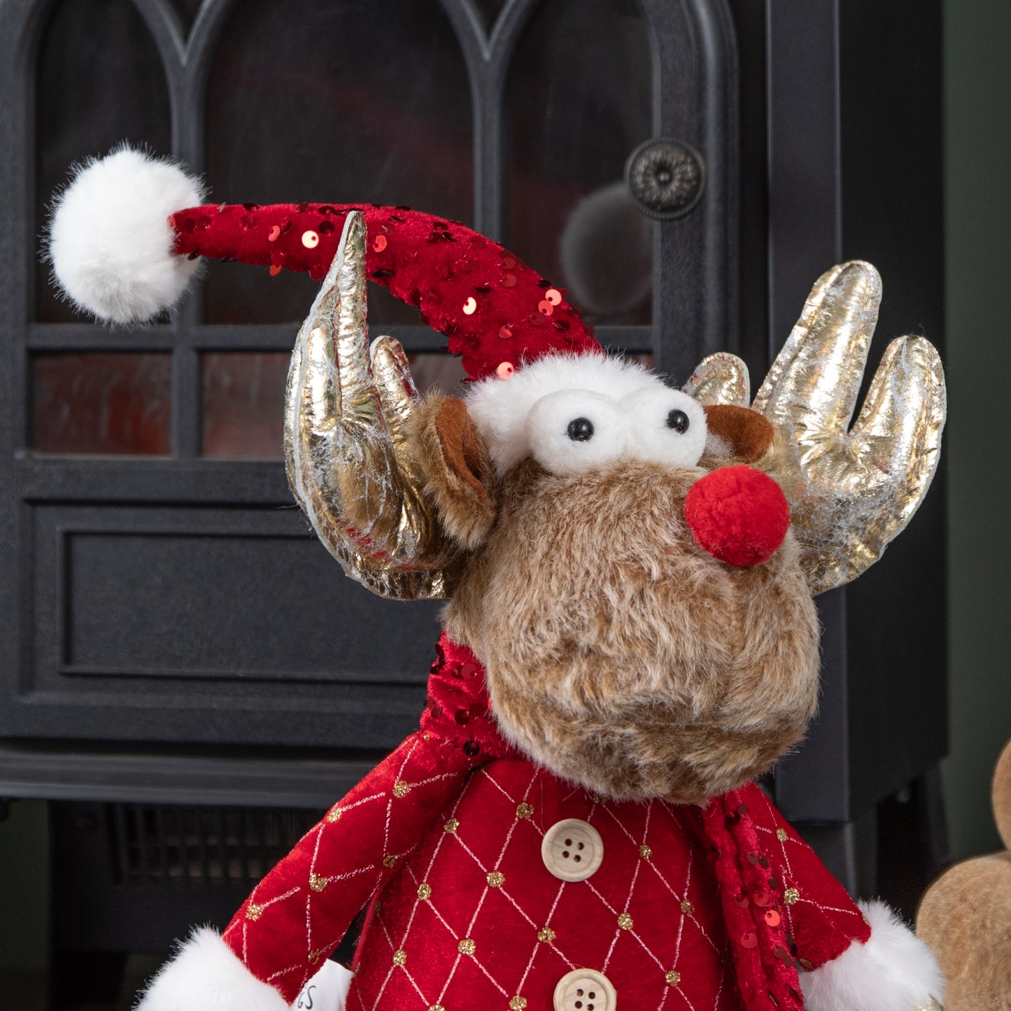 45cm Sitting Plush Golden Dancer Christmas Reindeer Decoration