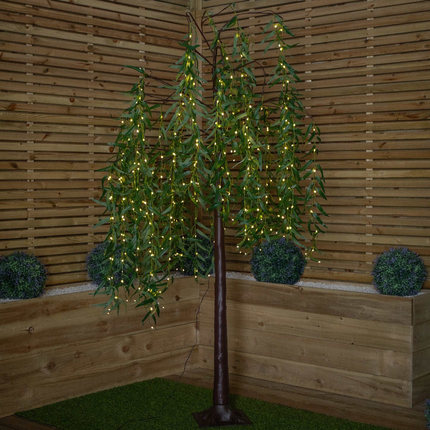 7ft (2.1m) Tall  Light up Christmas Willow Tree with 384 Warm White LEDs