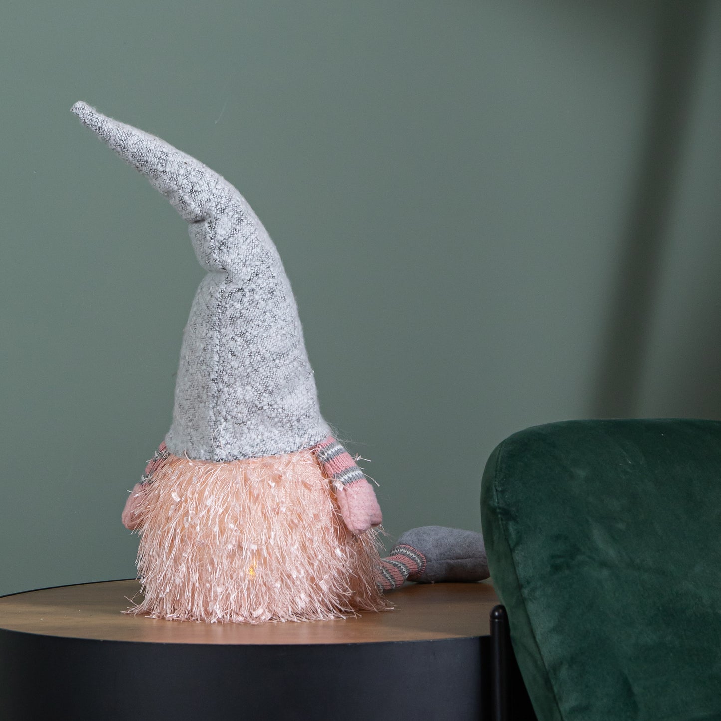 50cm Battery Operated Light up Male Christmas Gonk with Dangly Legs in Grey Hat