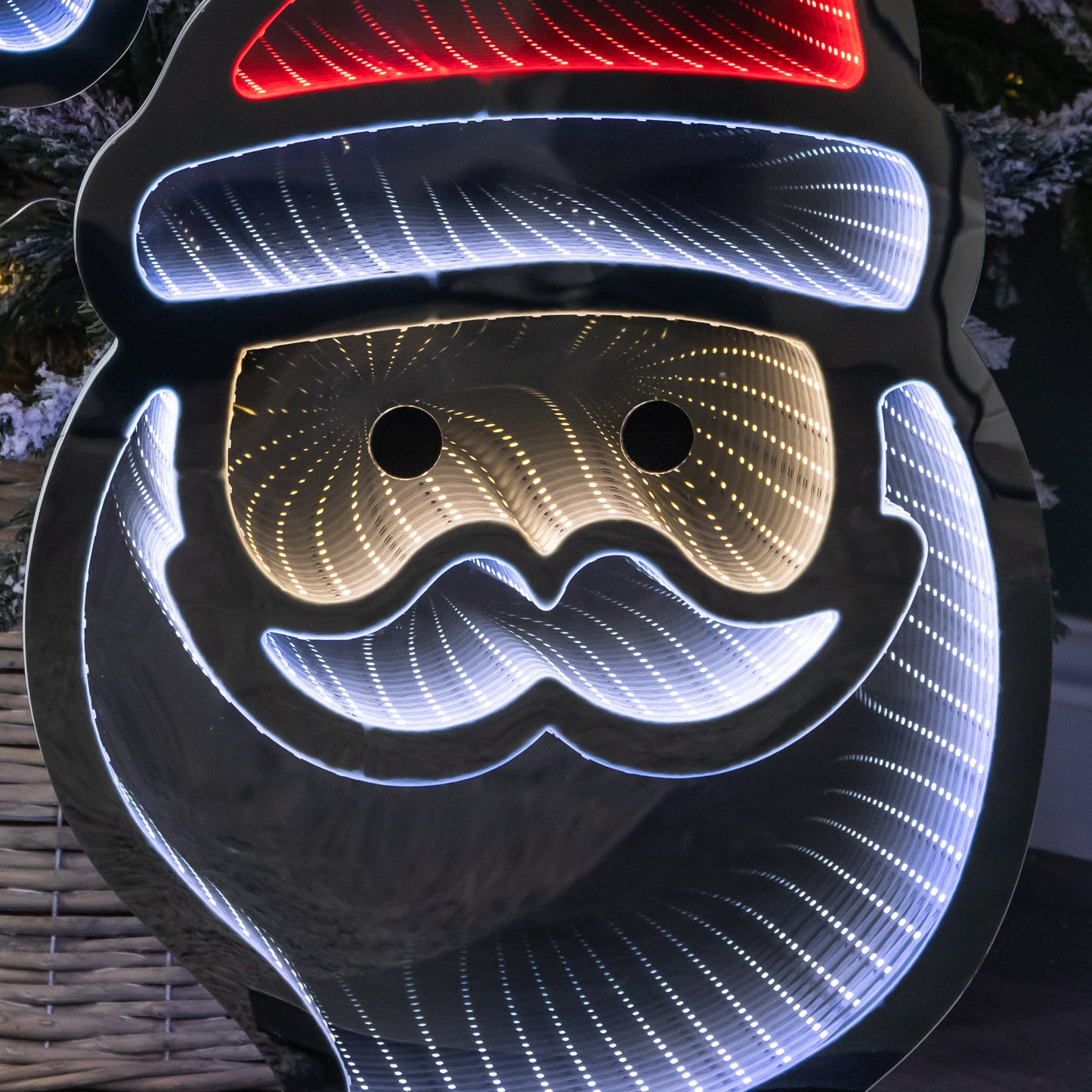 60cm Light up Christmas Santa Infinity Light with LEDs on Wooden Base