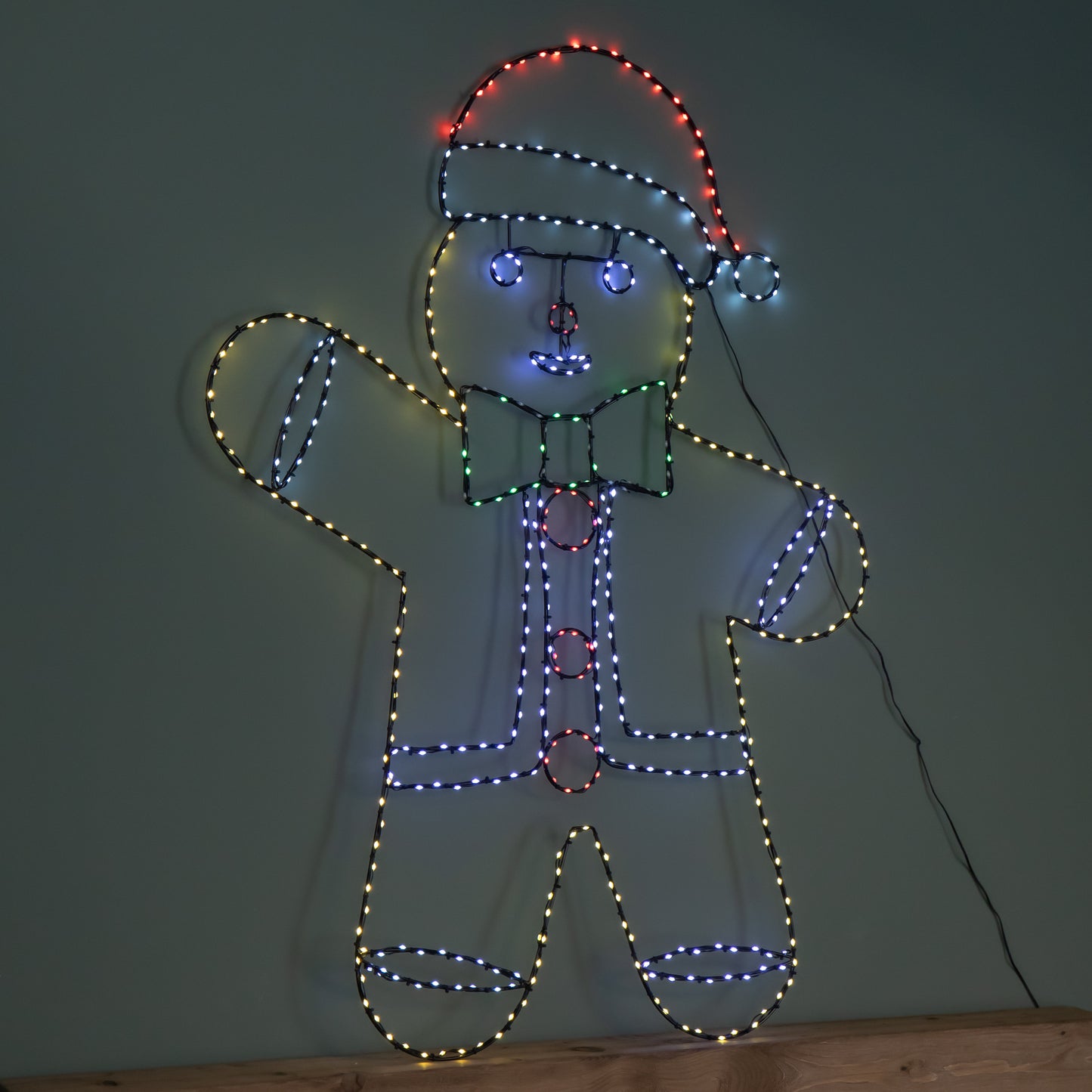 1.2m x 90cm Light up FlexiBright Gingerbread Man Decoration with 456 Twinkling Multi-Coloured LEDs