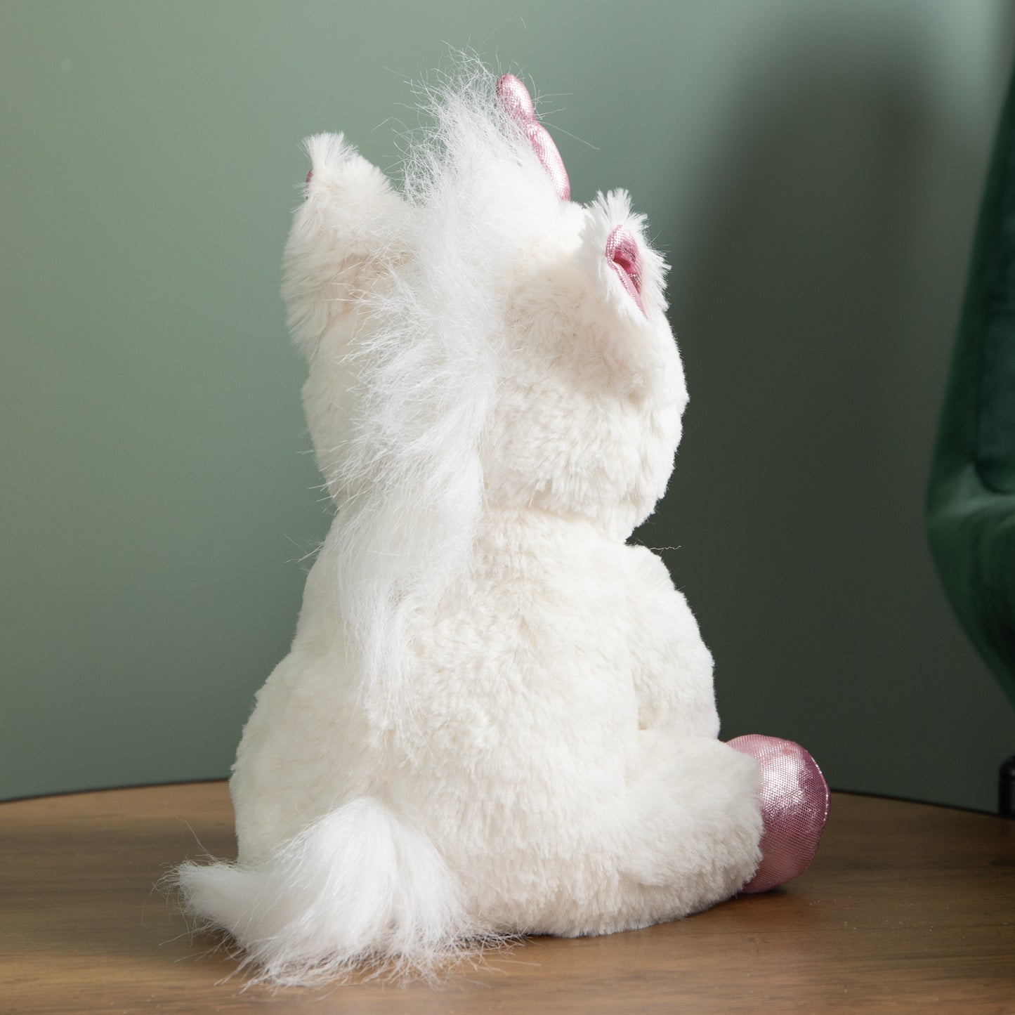 24cm Plush White Unicorn with Sparkly Pink Horn and Hooves