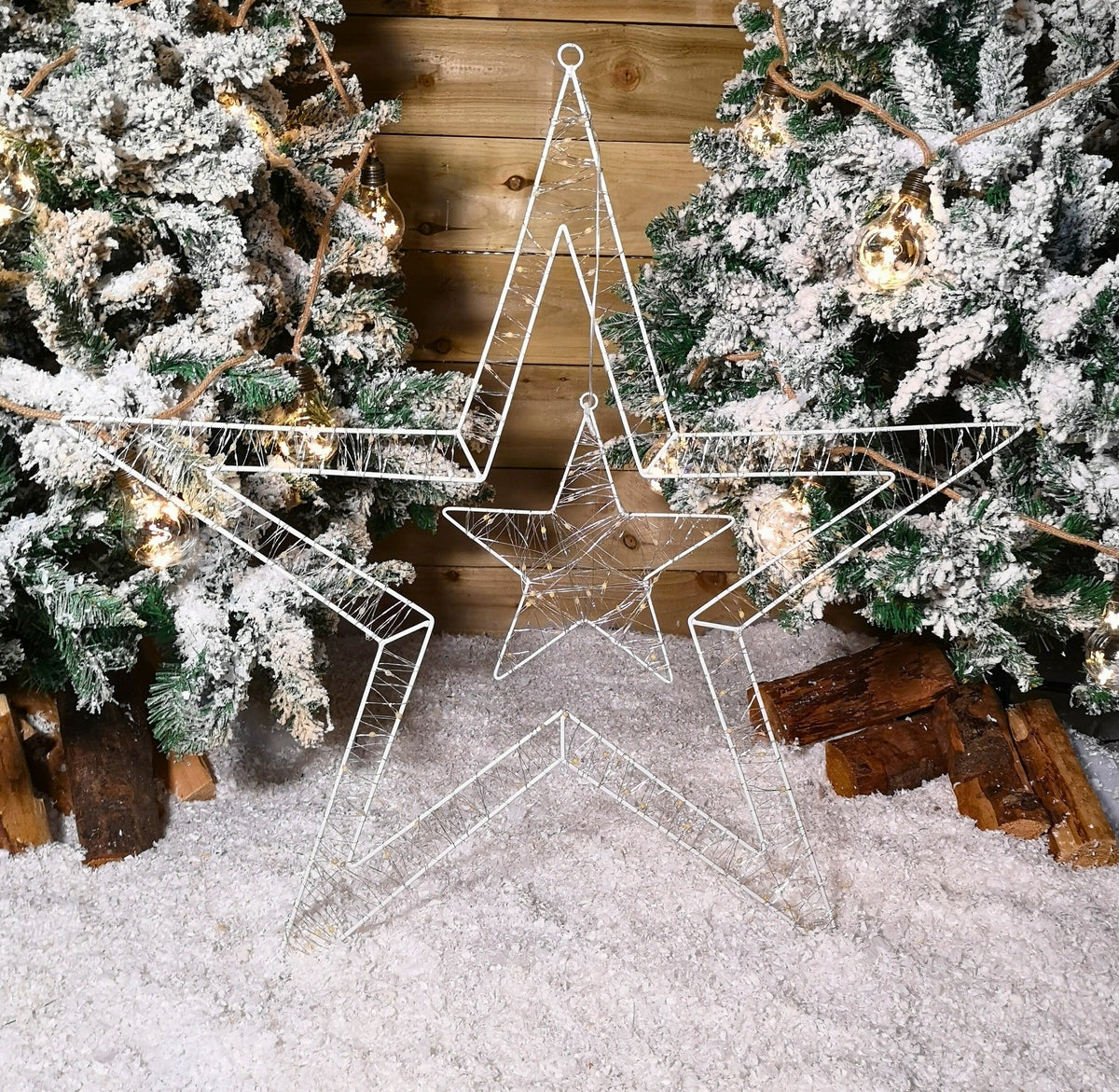 80cm Light Up Double Star Christmas Decoration with 140 LED in Rainbow