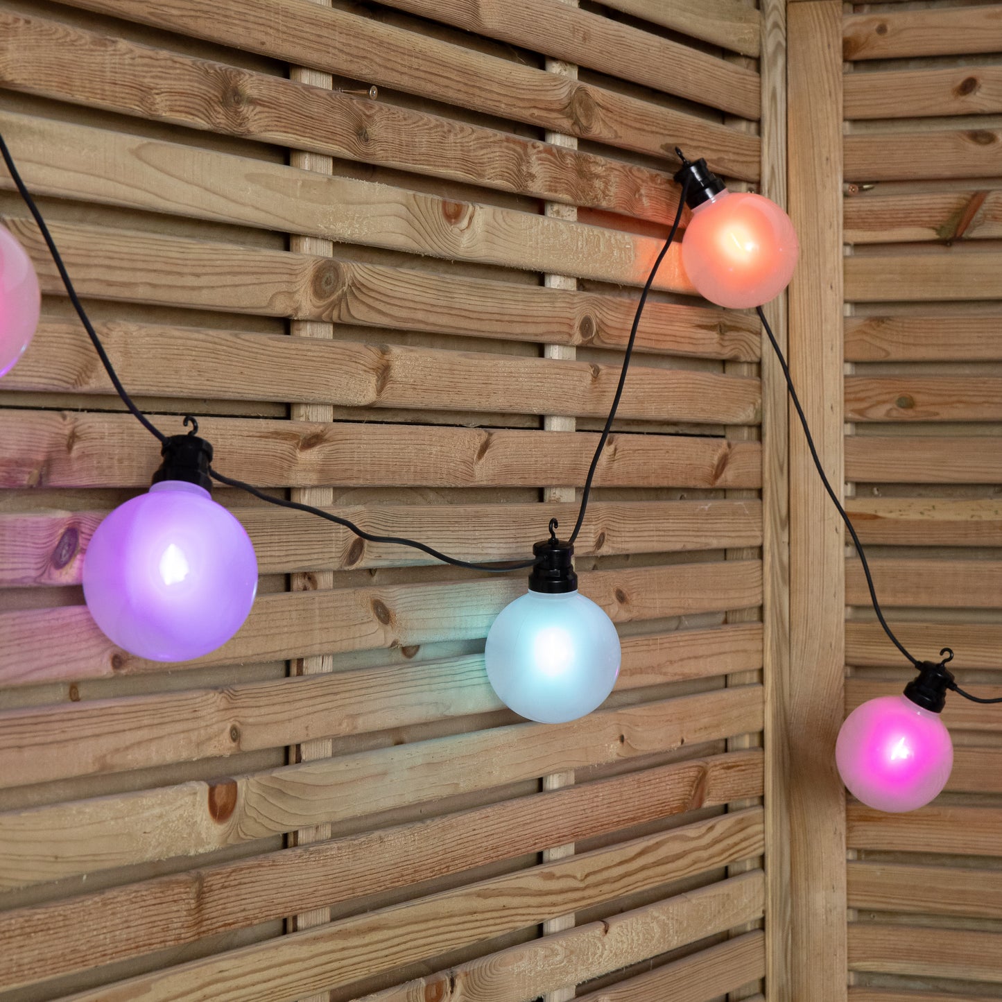 4.5m Set of 10 Frosted Ball Style Cap String Lights with Filament in Rainbow