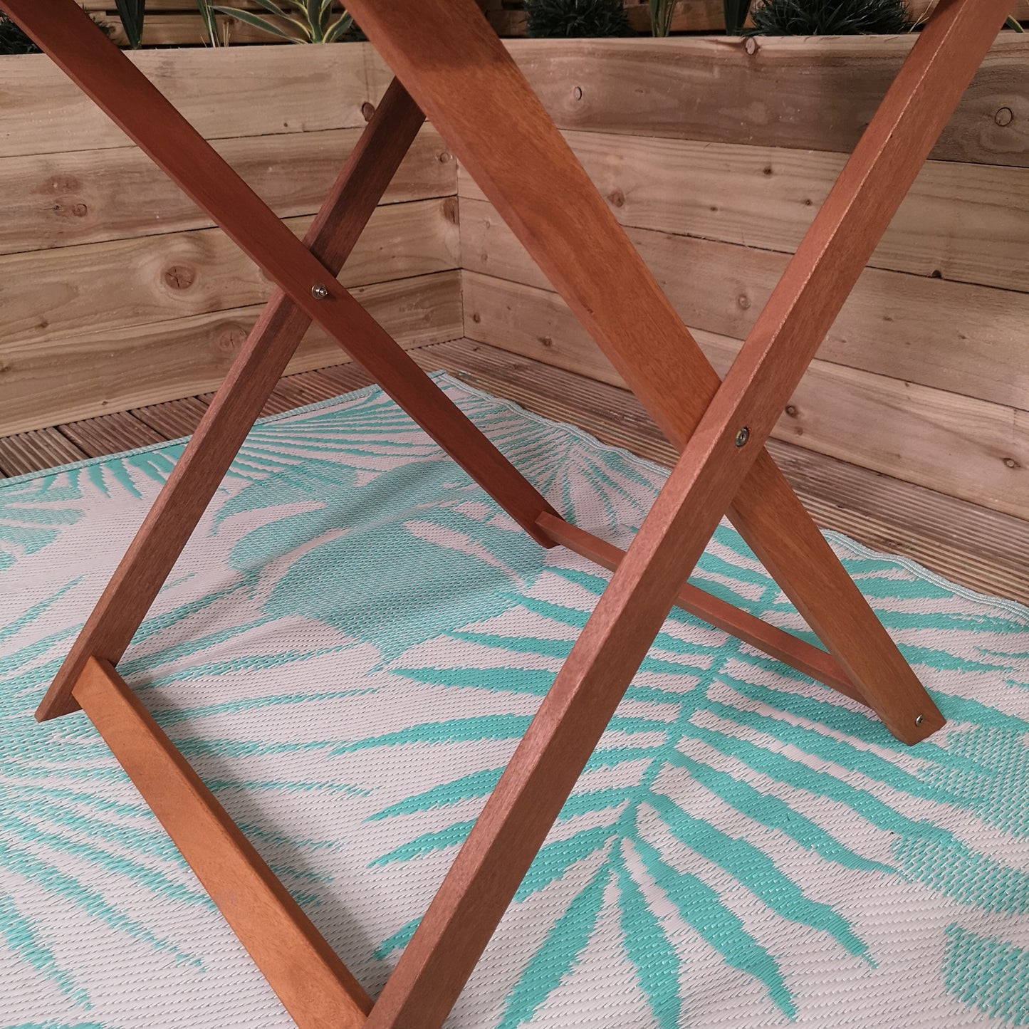 Outdoor 4 Person Folding Square Wooden Garden Dining Table Chairs Set