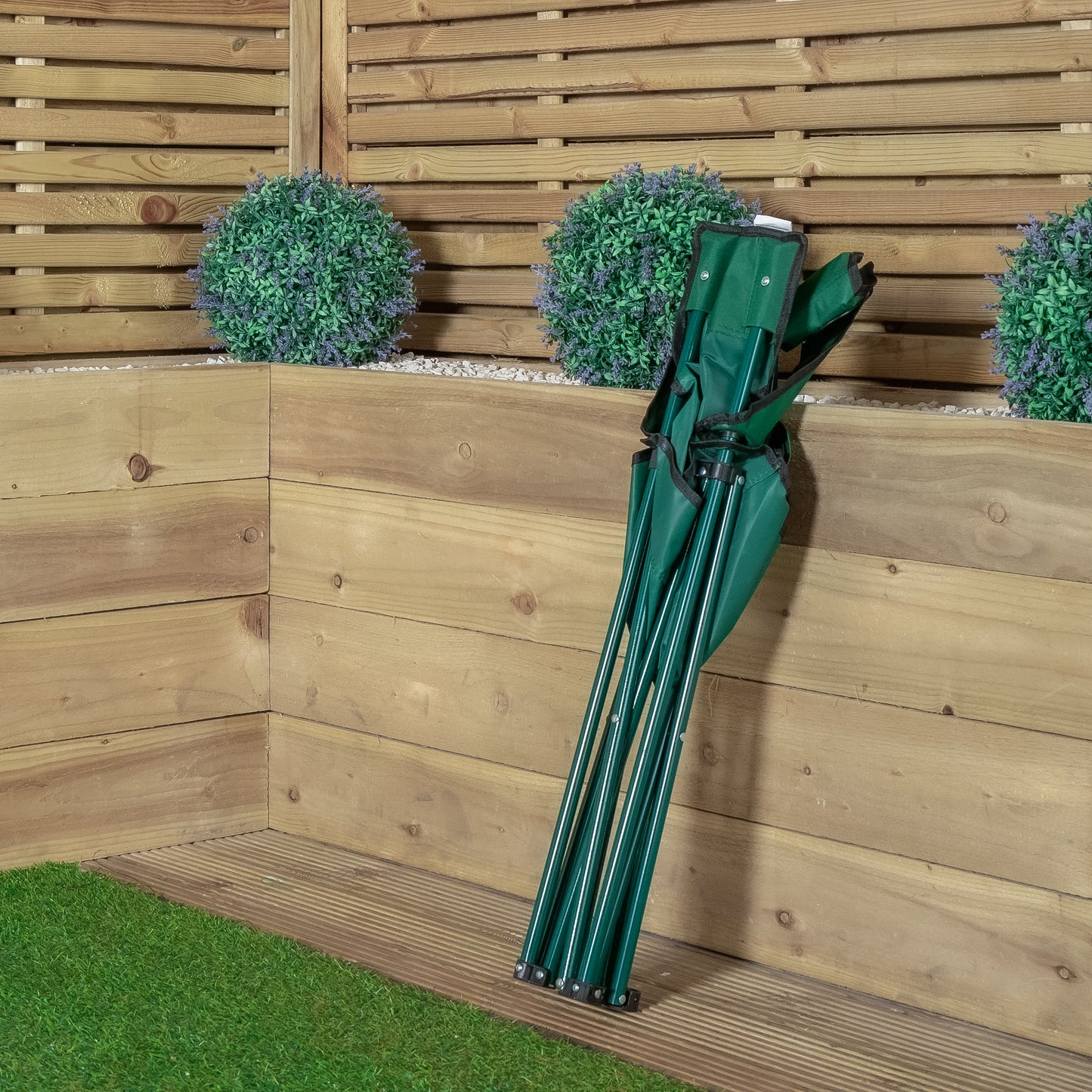 Outdoor Green Folding Camping Chair with Armrests & Cupholder