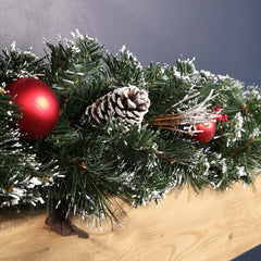 Premier 180cm (6ft) Festive Red Dressed Christmas Garland With Bows And Red Baubles