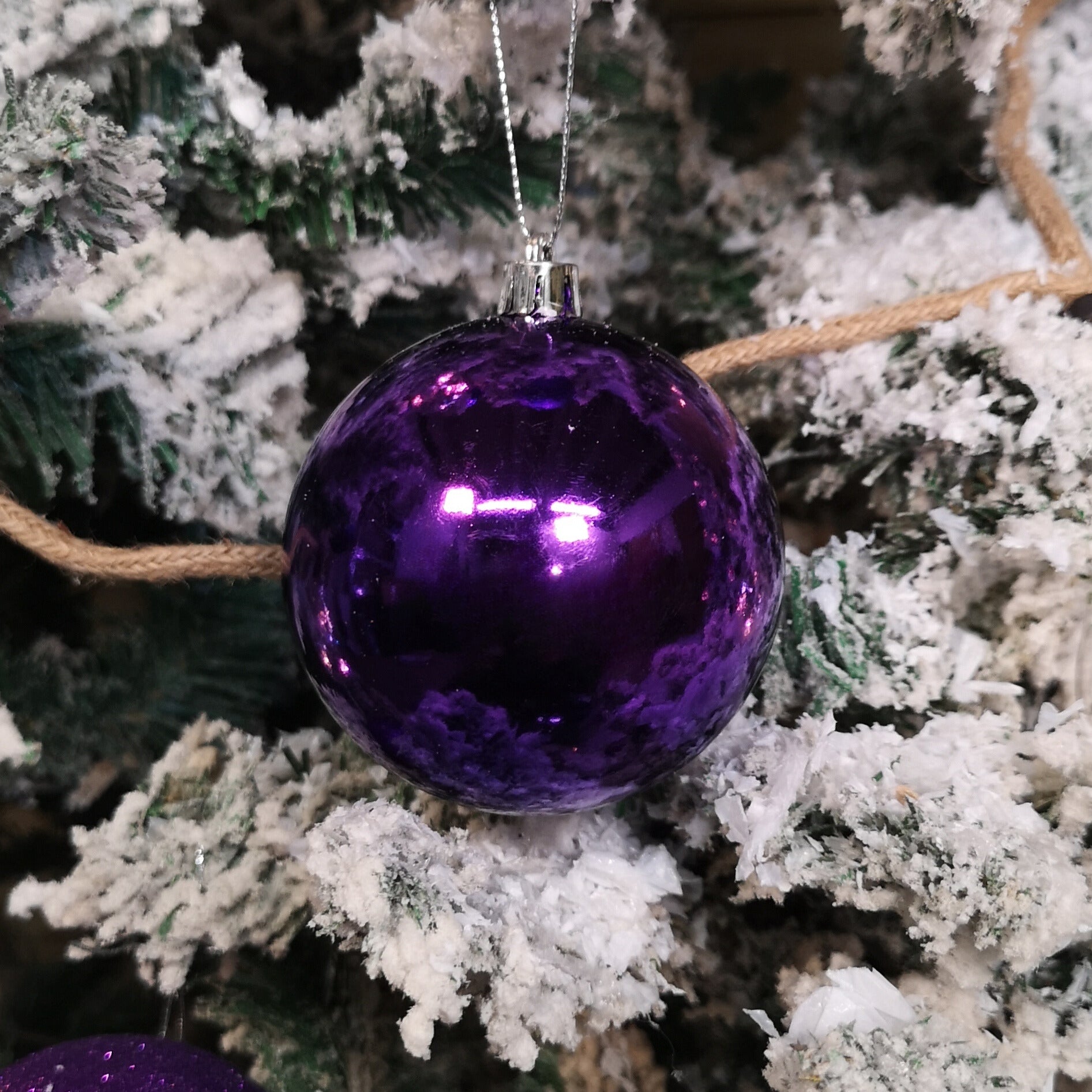 Box of 24 8cm Assorted Deep Purple Shiny, Matte and Glitter Design Shatterproof Christmas Bauble Decoration