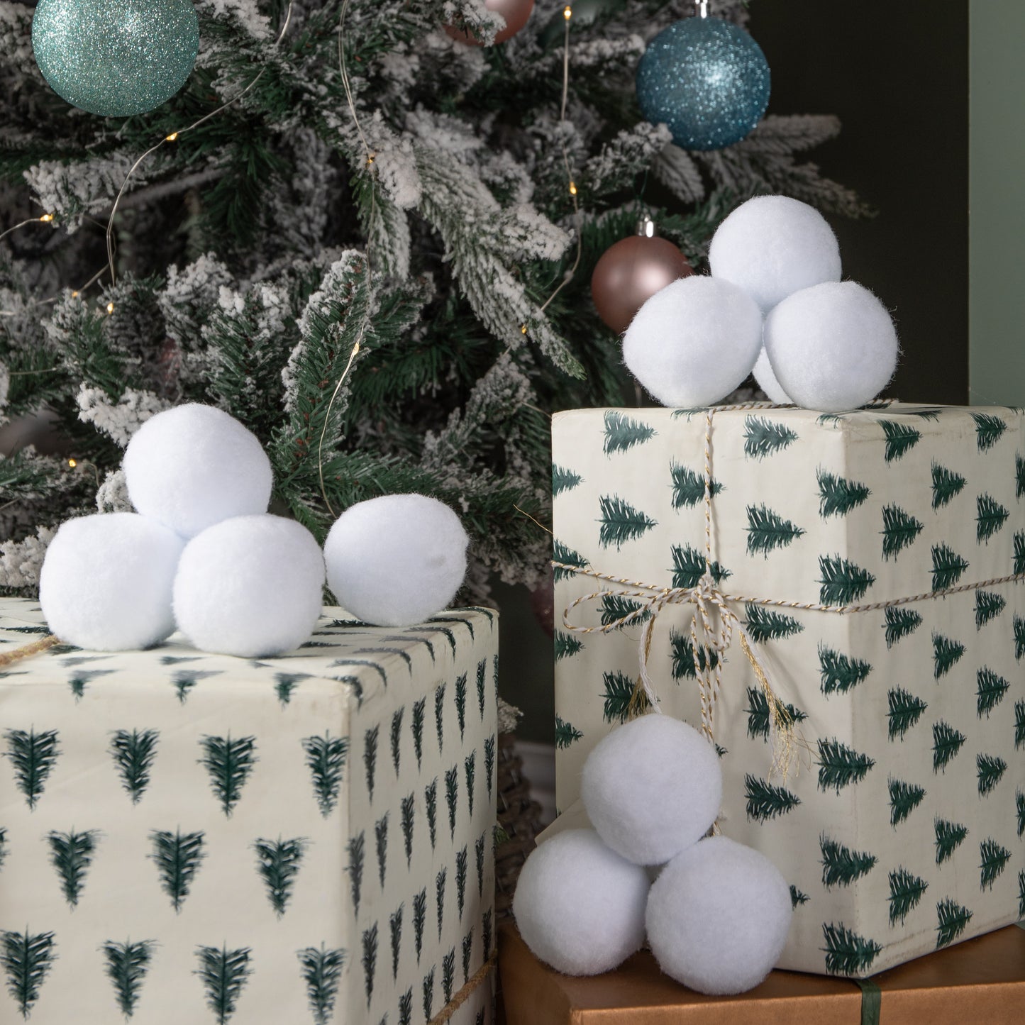 6cm 12 Pack of White Fabric Christmas Faux Snowballs