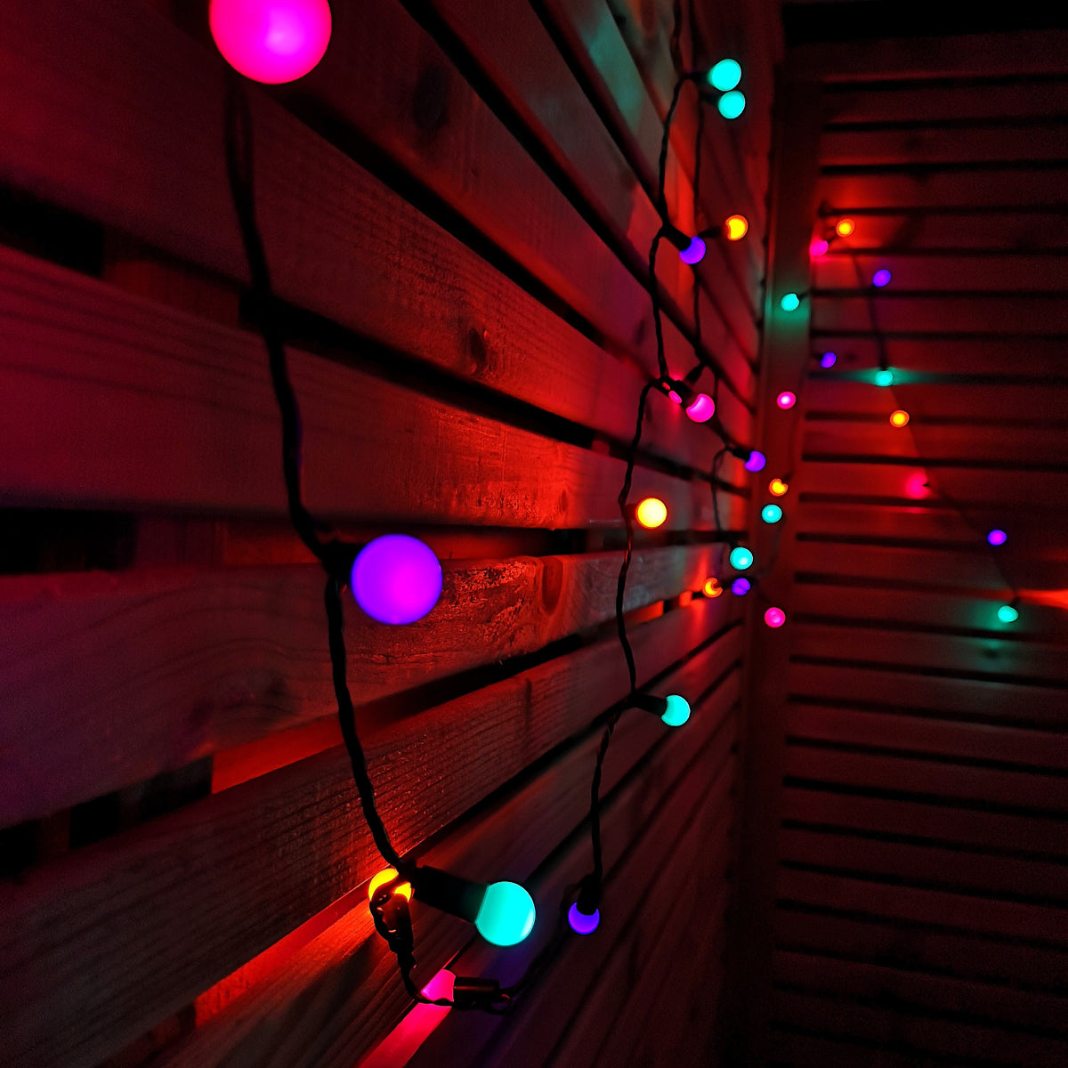 50 LED Pearl Berry Multi-Action Christmas String Lights in Rainbow