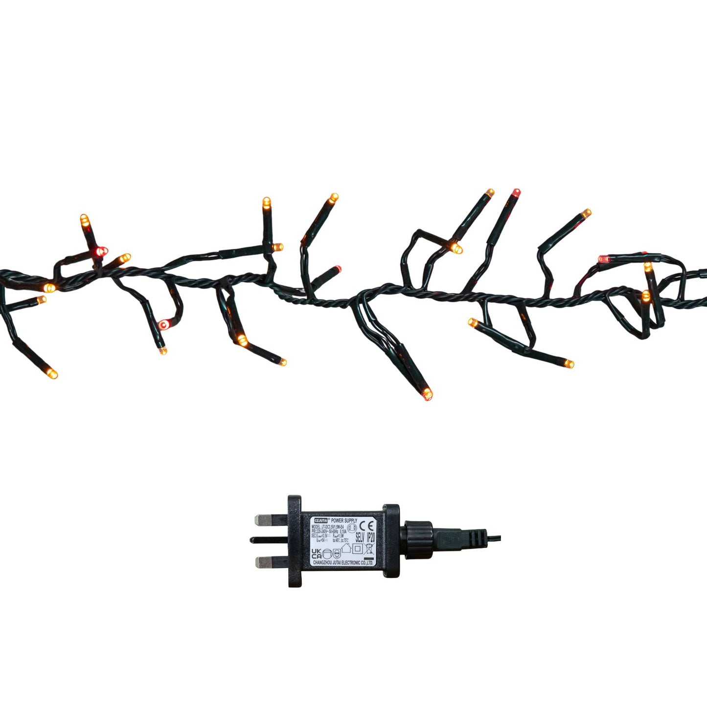 62.5m 5000 LED Christmas Cluster Multi-Action String Lights with Timer in Red & Vintage Gold