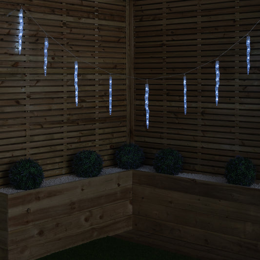 Set of 10 Light up Christmas Smart Icicle Lights with 50 Cool White & Multi-Coloured LEDs