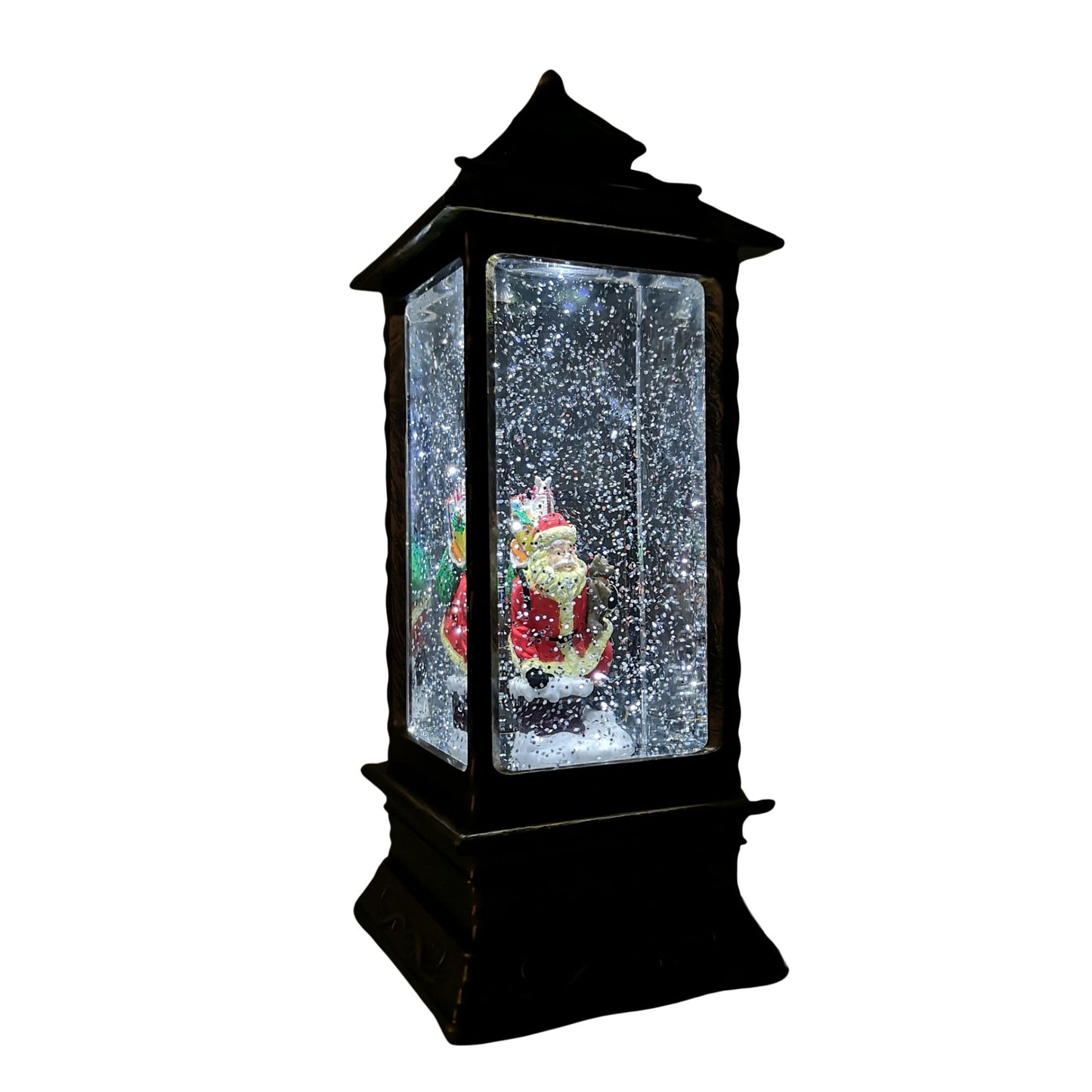 27cm Premier Christmas Water Spinners Antique Effect Lantern with Santa Scene  Dual Powered