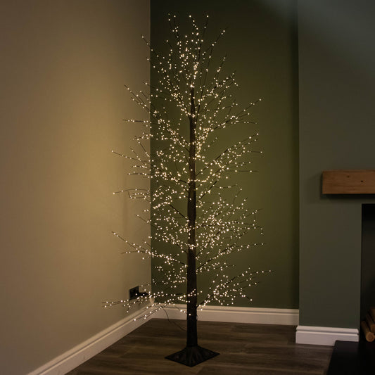 Factory Seconds: 7ft (2.1m) Light up Black Micro Dot Christmas Tree with 1700 Warm White LEDs