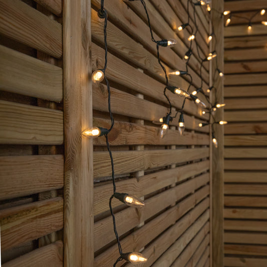 11.9m 120 LED Multi-Action Christmas String Lights C6 Bulbs in Warm White