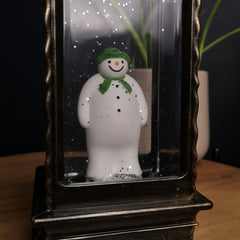 28cm Snowtime Dual Power LED Christmas Glitter Water Spinner Rustic Lantern The Snowman & The Snow dog™ Scene