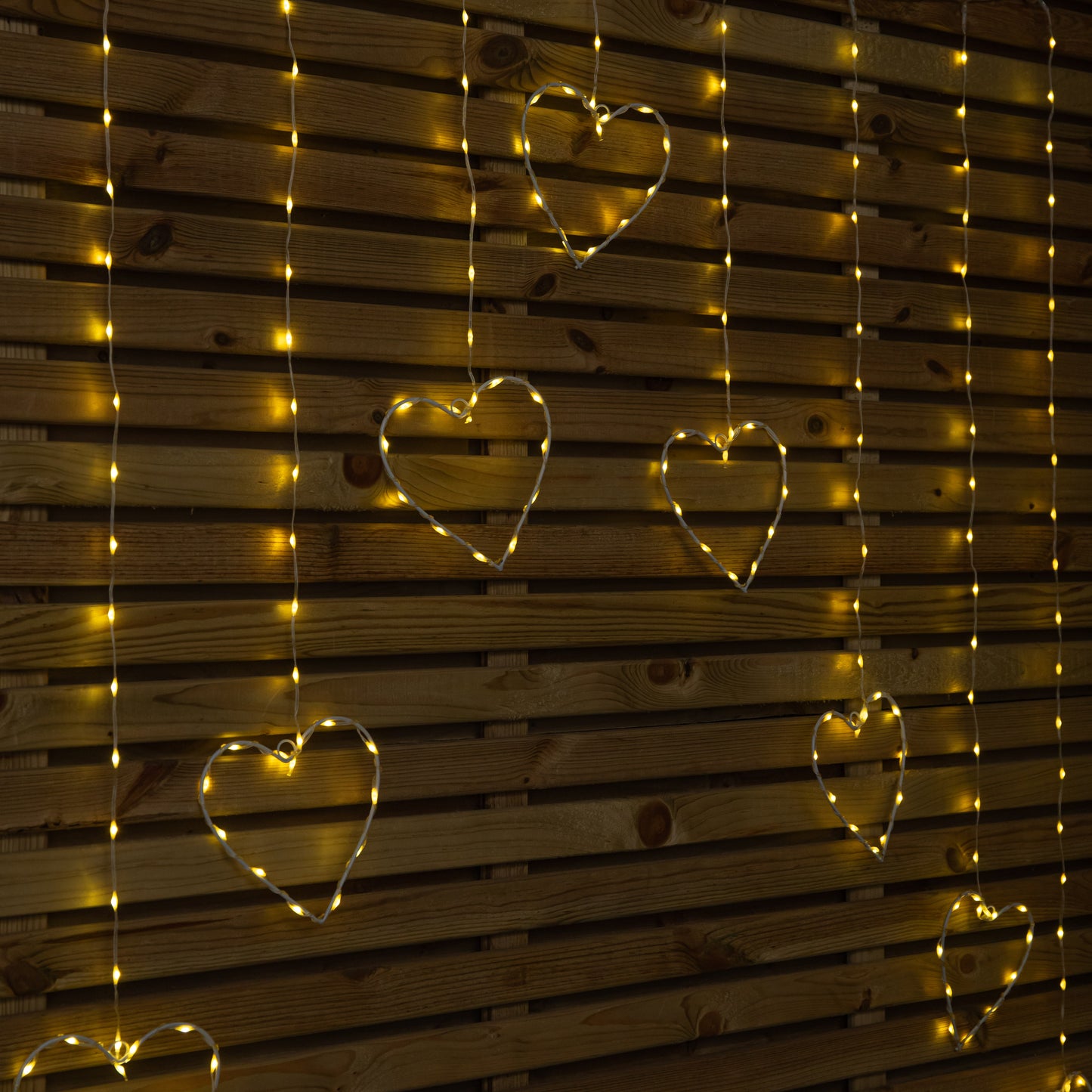 1.2 x 1.2m Light up Christmas Heart Curtain Lights with 229 Warm White LEDs