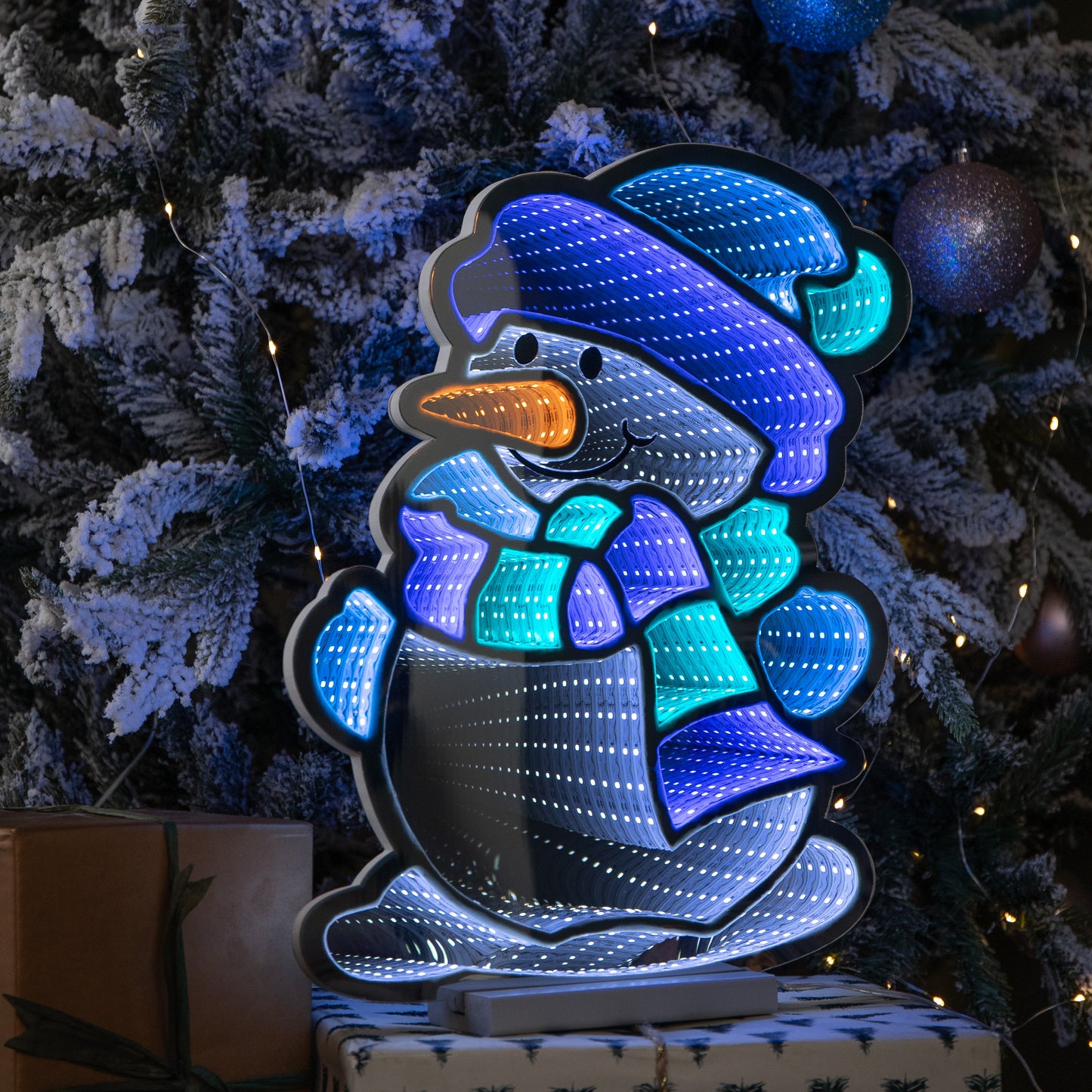 40cm Light up Snowman Infinity Christmas Decoration with Blue and White LEDs