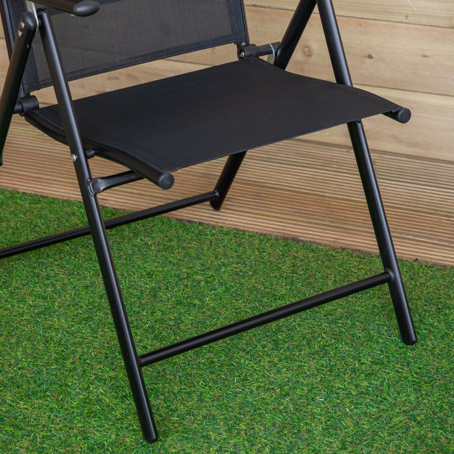 2 x Multi Position High Back Reclining Garden / Outdoor Folding Chair in Black