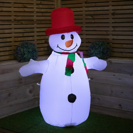 4ft (120cm) Light up Inflatable Christmas Snowman Decoration with White LEDs