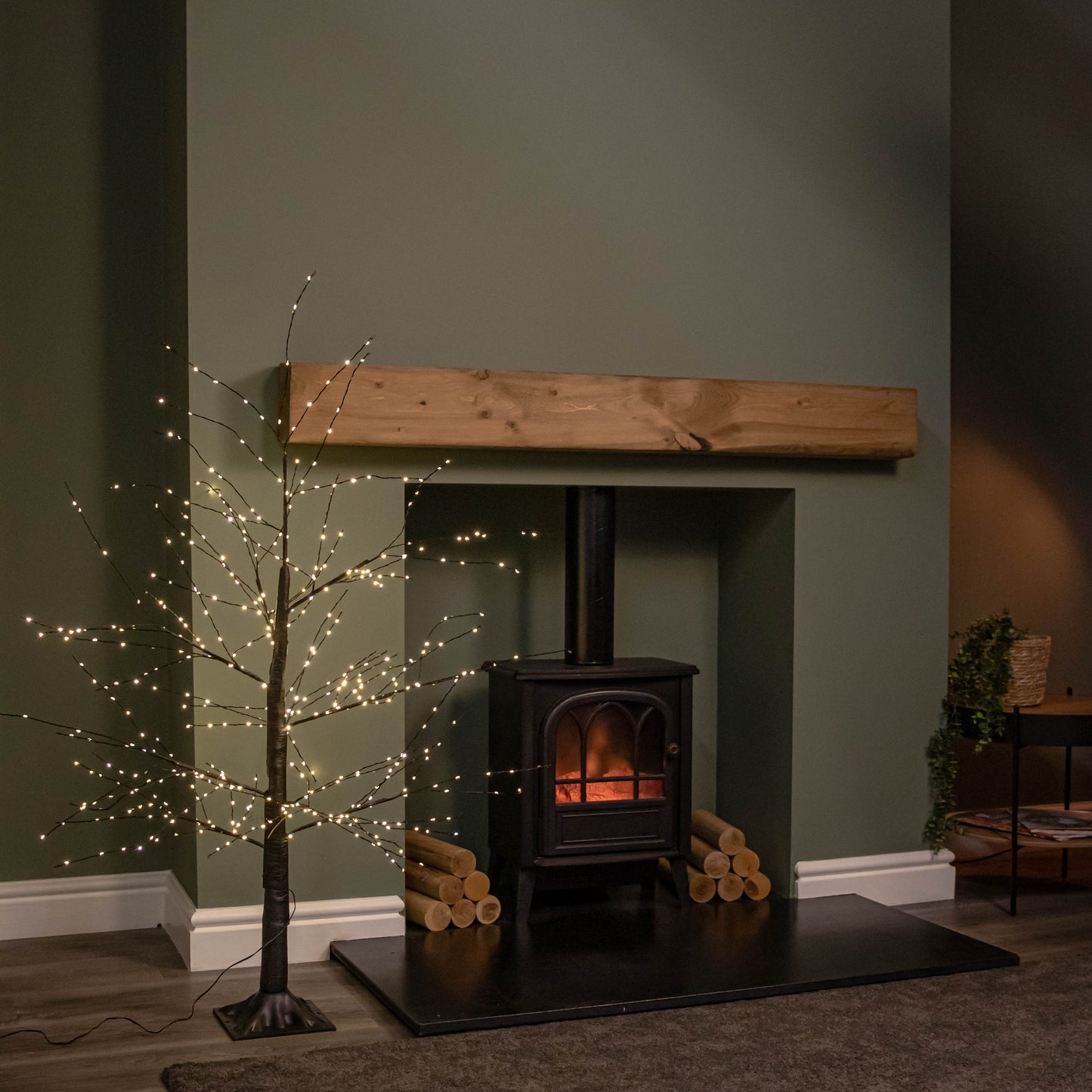 Factory Seconds: 4ft (1.2m) Light up Black Micro Dot Christmas Tree with 500 Static & Twinkling Warm White LEDs