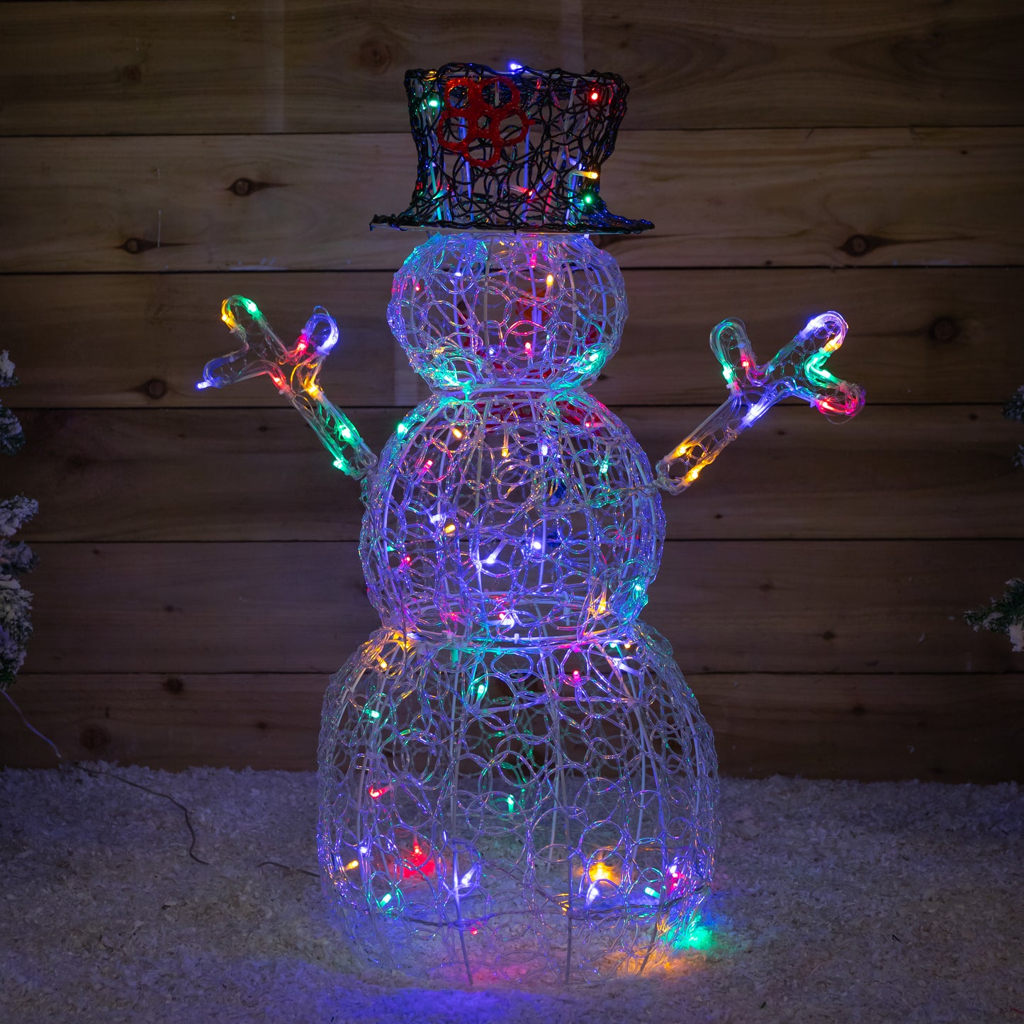 76cm Light up Acrylic Christmas Snowman with 88 Multi-Coloured LEDs