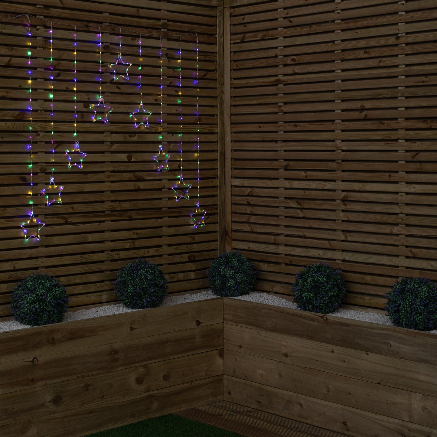 1.2m Light up Star Curtain Christmas Lights with Multi-Coloured LEDs