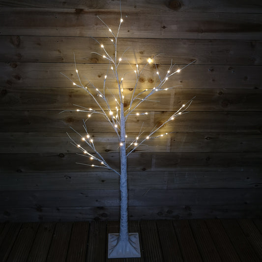 Factory Seconds: 1.5m (5ft) Indoor Outdoor Christmas Lit Birch Tree with 64 Warm White LEDs