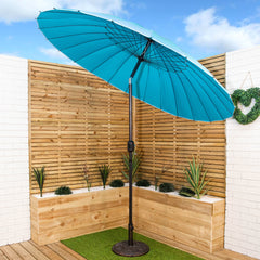 2.6m Aluminium Shanghai Garden Patio Sun Shade Parasol with Crank & Tilt in Turquoise